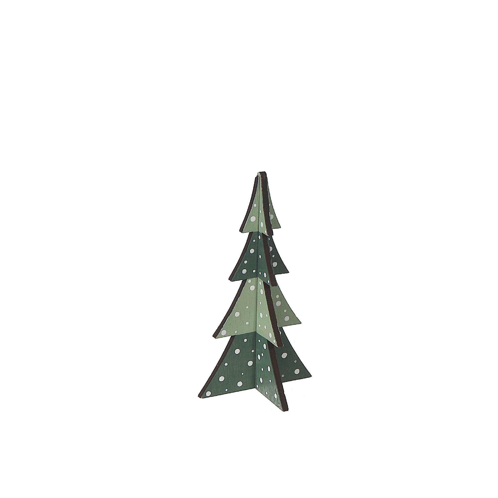 Wooden Christmas Tree Decor, Rustic Holiday Tabletop Tree Decoration Small - Set Of 4