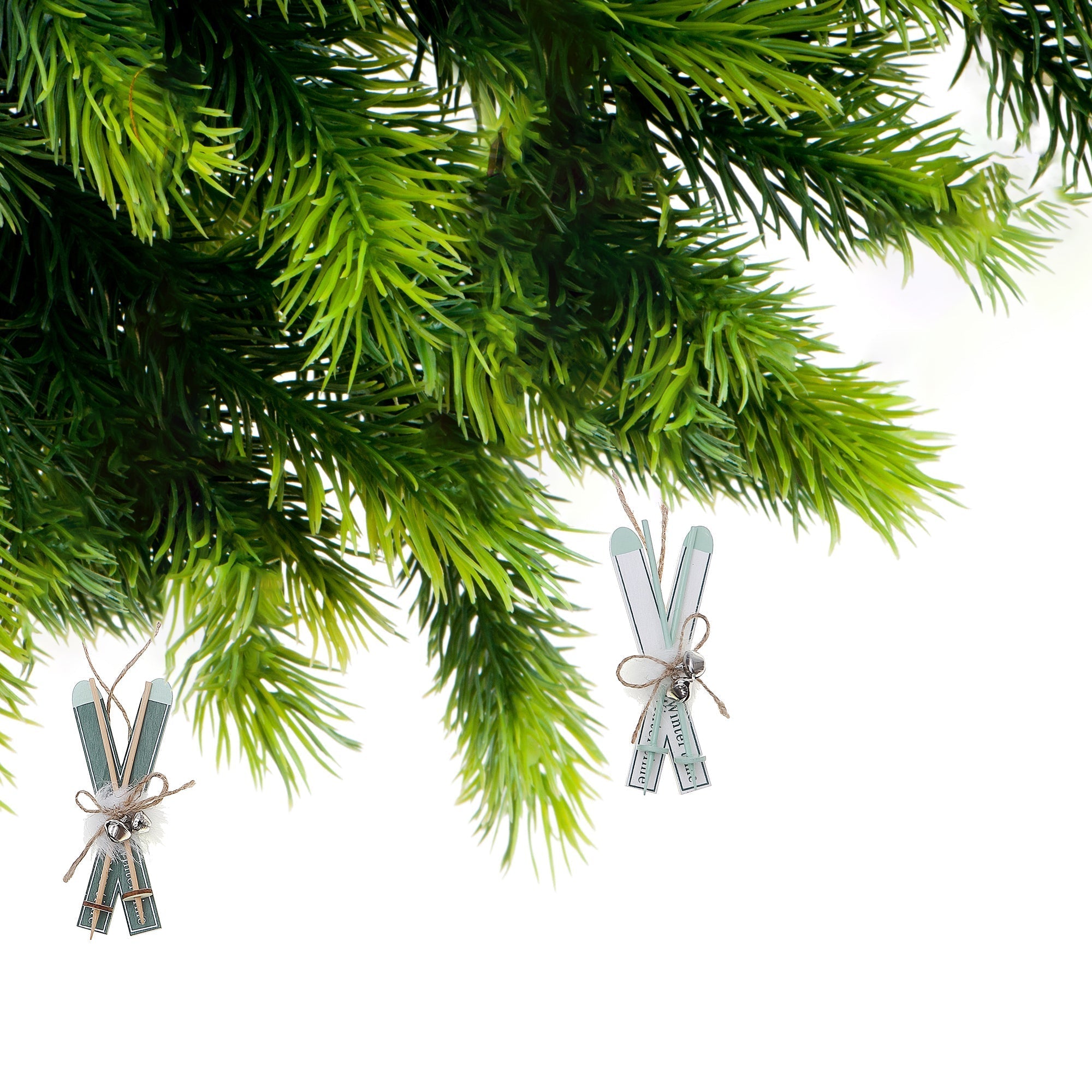 Wooden Ski Christmas Ornament Set of 12 – Holiday Tree Decoration
