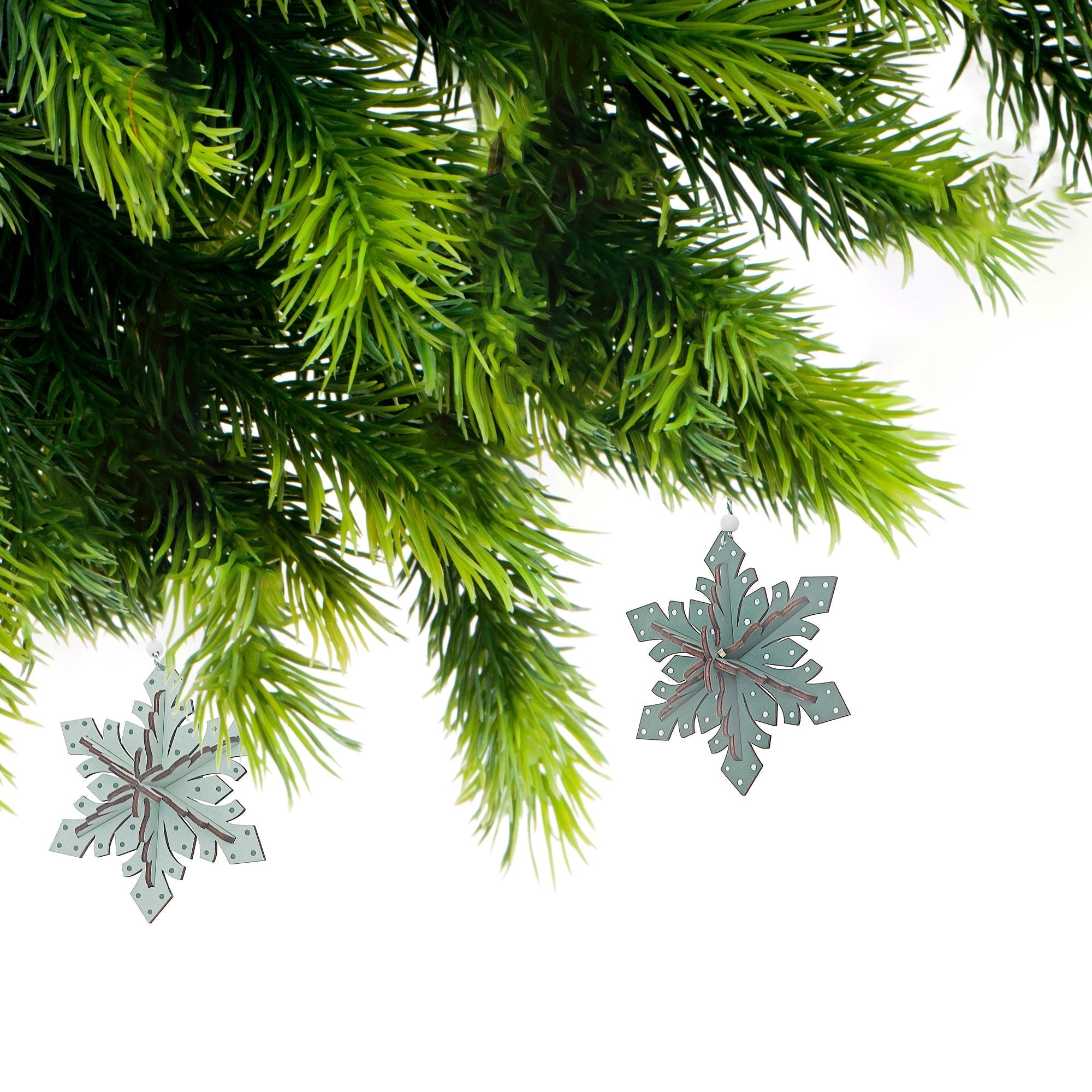 Wooden Snowflake Christmas Ornament Set of 6 – Holiday Tree Decoration