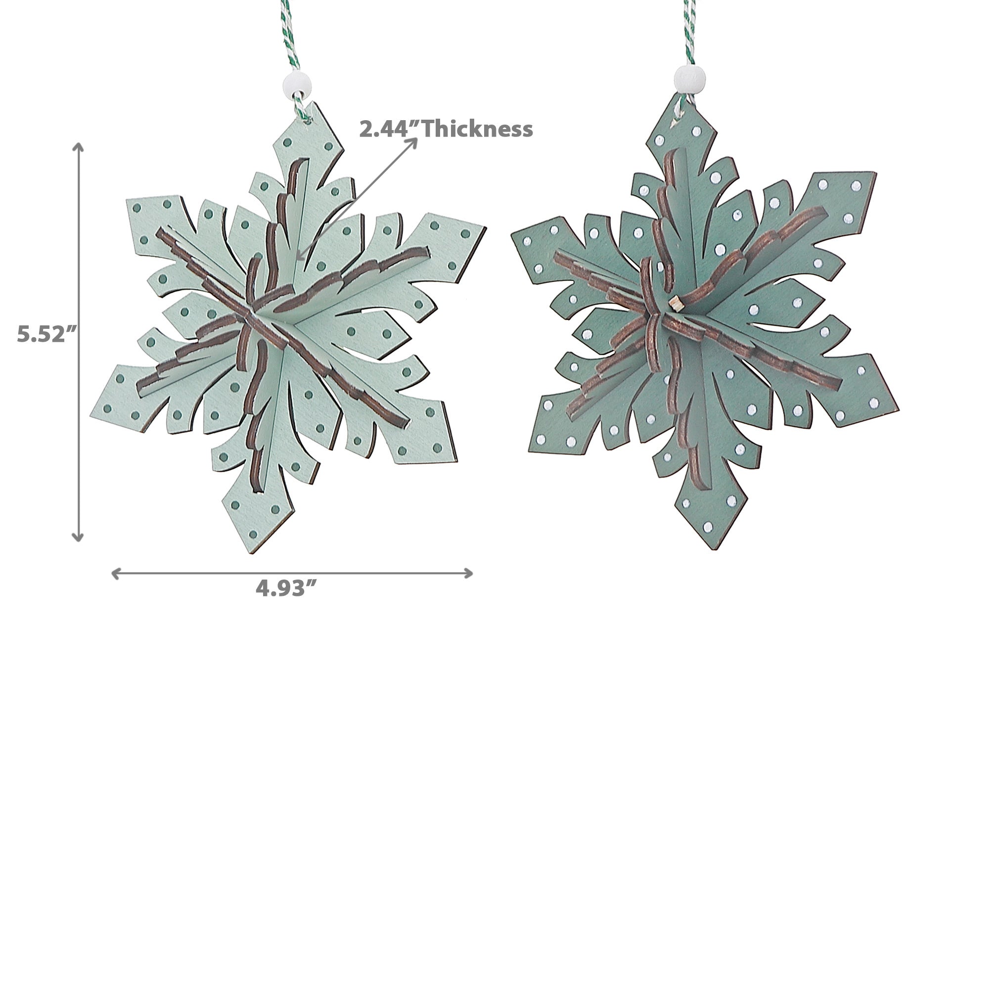 Wooden Snowflake Christmas Ornament Set of 6 – Holiday Tree Decoration