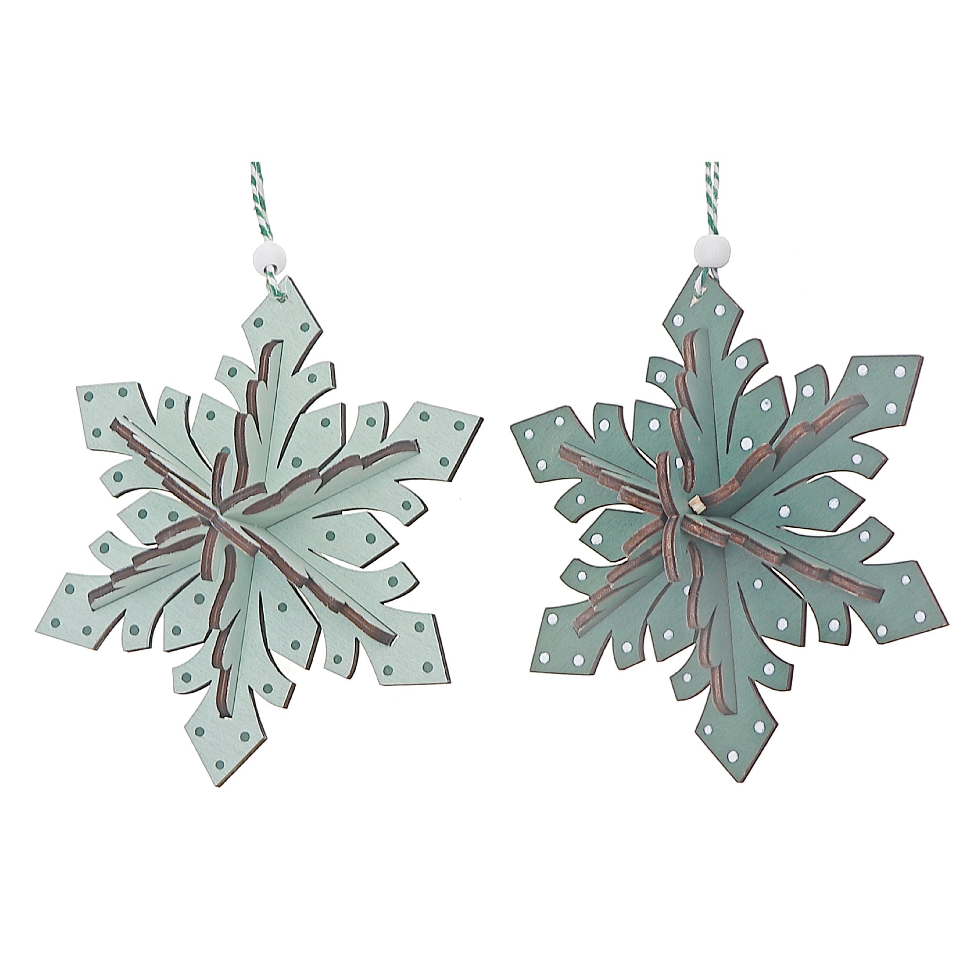 Wooden Snowflake Christmas Ornament Set of 6 – Holiday Tree Decoration