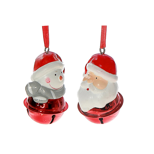 Polyresin Christmas Figure With Bell Ornament (Asstd) - Set of 12