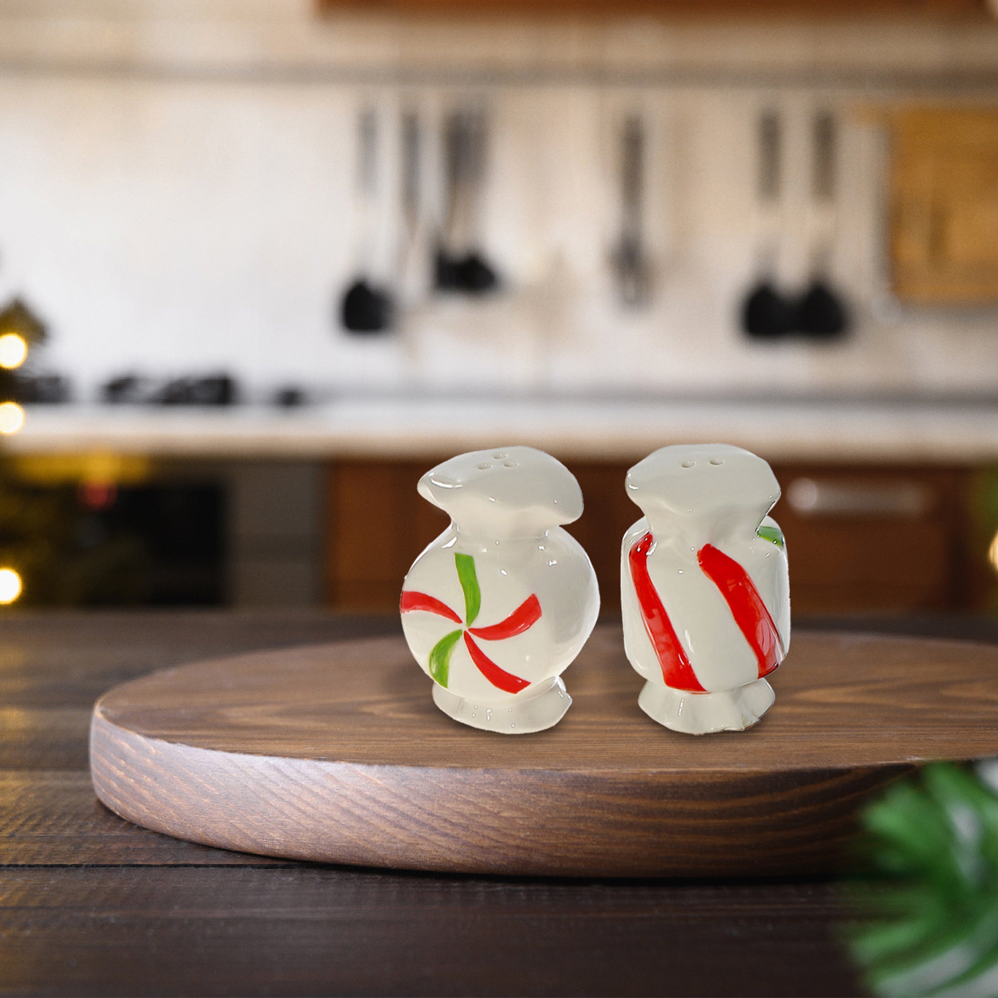 Ceramic Peppermint Candy Salt & Pepper Shakers – Holiday Kitchen Tableware