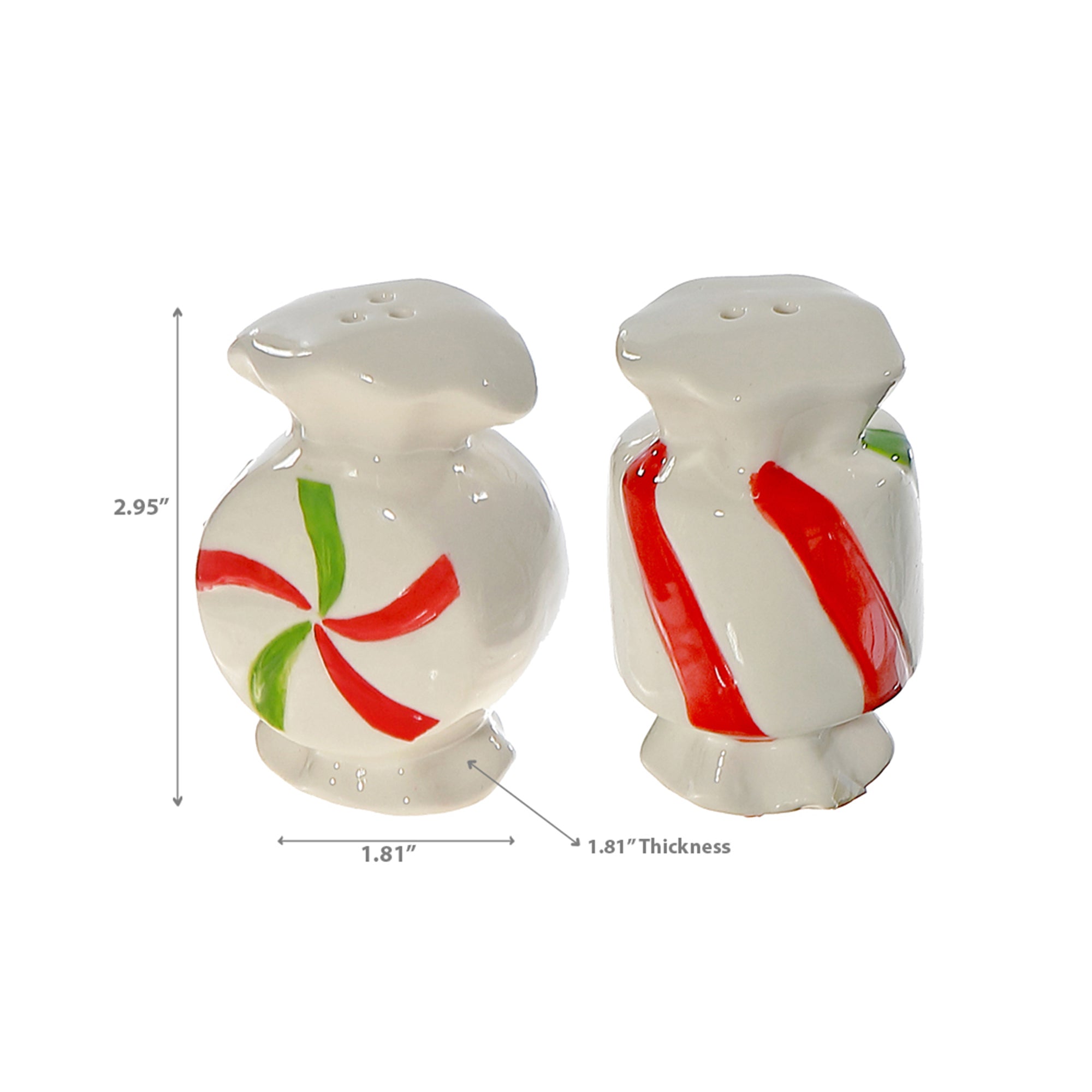 Ceramic Peppermint Candy Salt & Pepper Shakers – Holiday Kitchen Tableware
