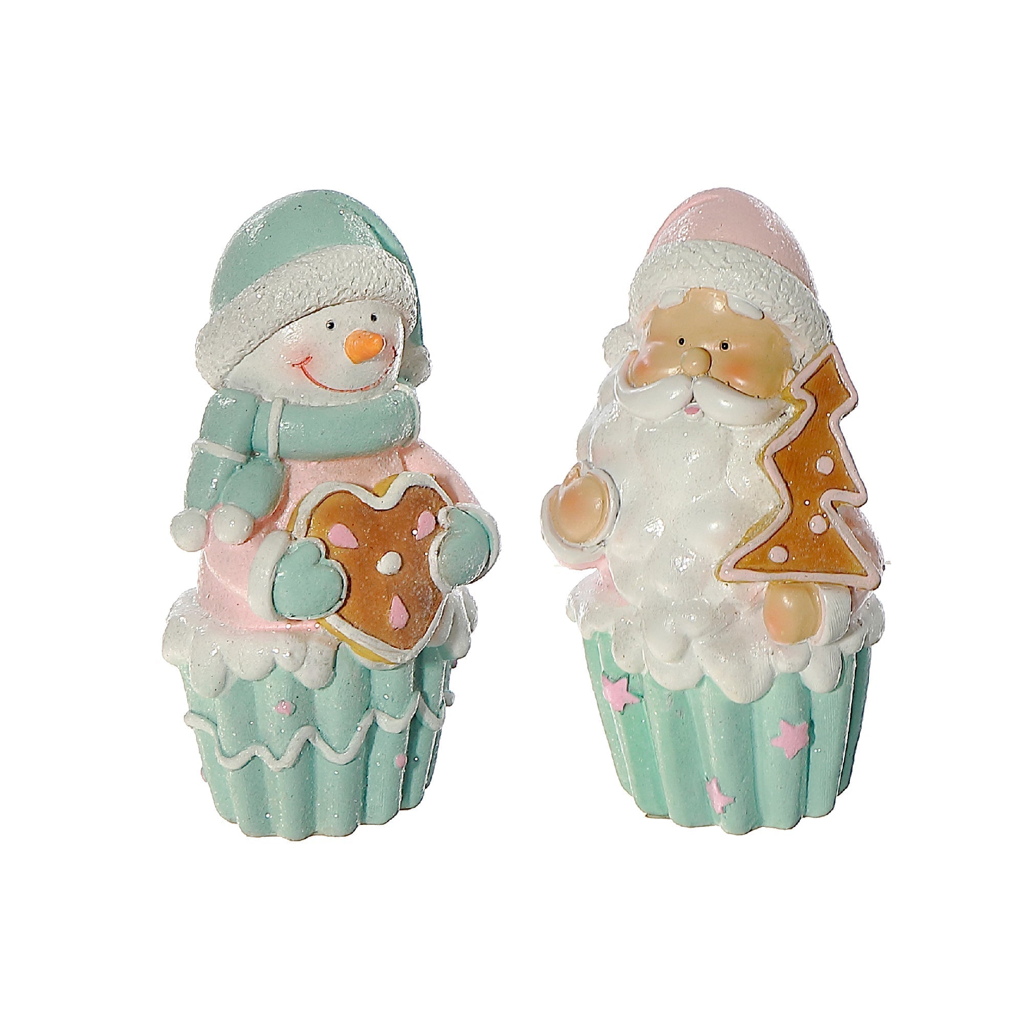 Polyresin Christmas Cupcake Set of 2 – Holiday Decoration, Festive Table Decor