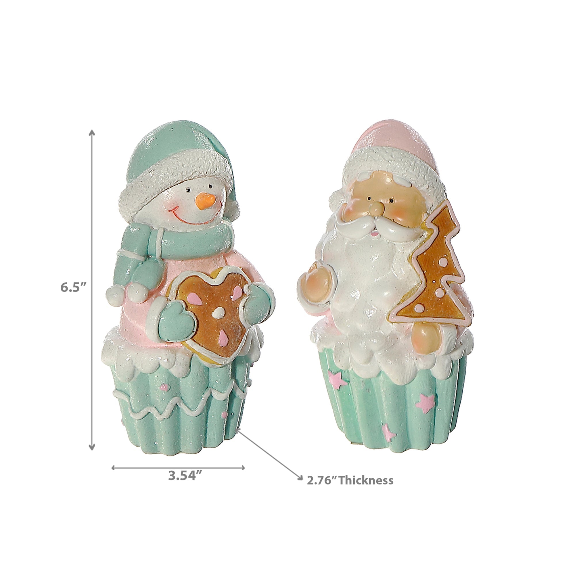 Polyresin Christmas Cupcake Set of 2 – Holiday Decoration, Festive Table Decor