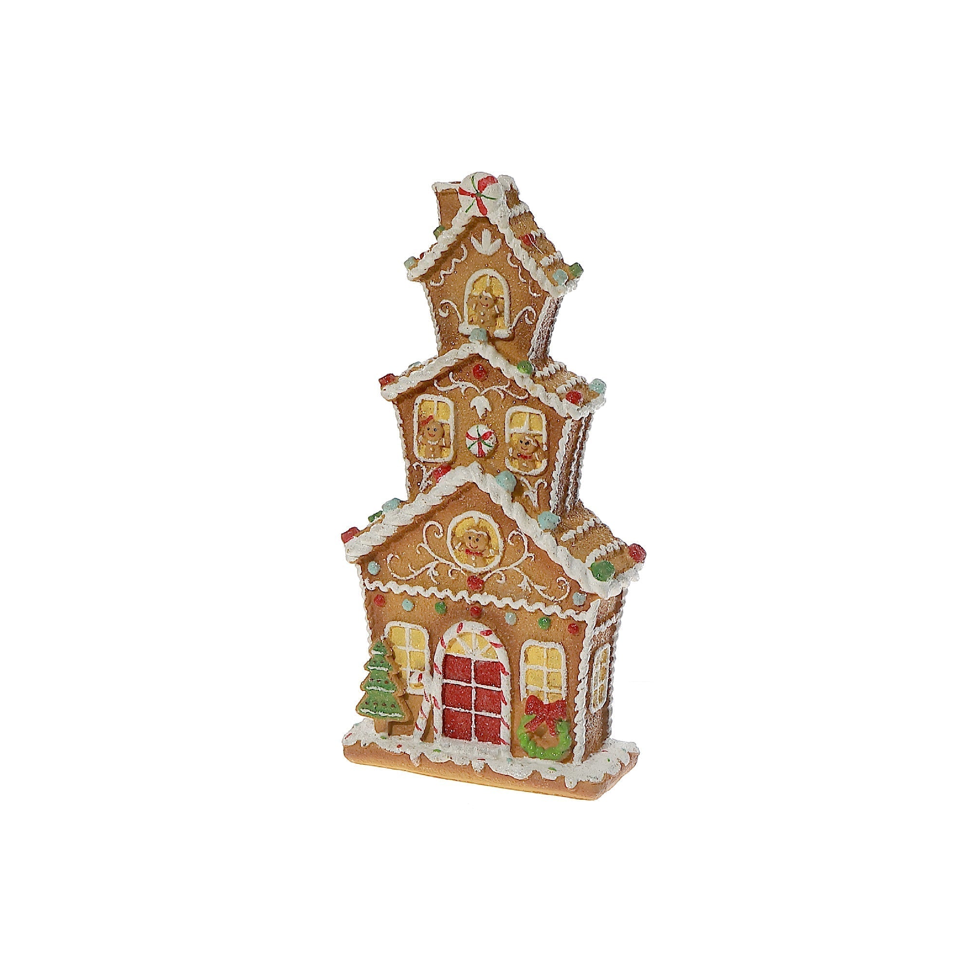 Polyresin Gingerbread House Decor – Christmas Tabletop Decoration, Holiday Accent, Festive Winter Home Figurine