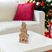 Polyresin Gingerbread House Decor – Christmas Tabletop Decoration, Holiday Accent, Festive Winter Home Figurine