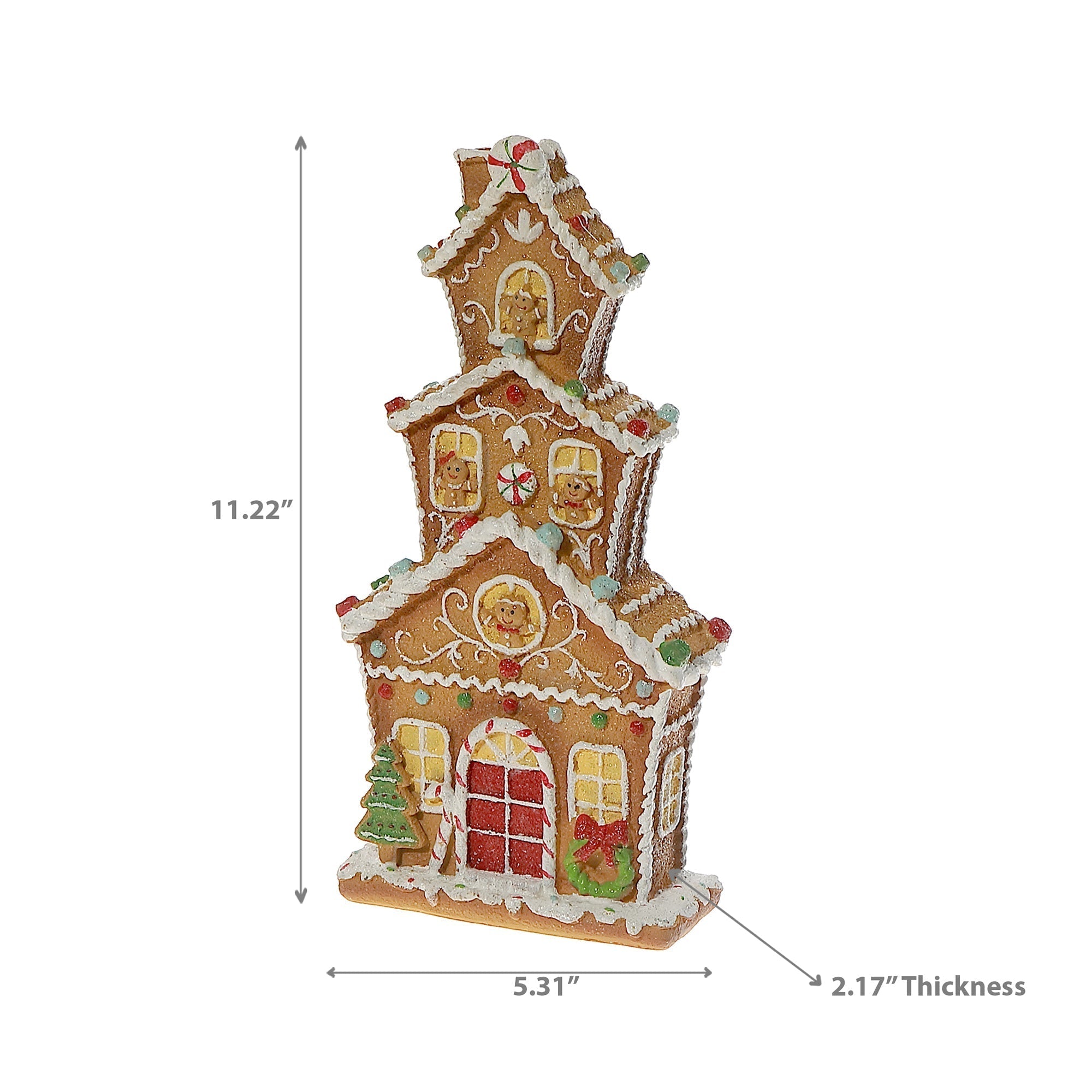 Polyresin Gingerbread House Decor – Christmas Tabletop Decoration, Holiday Accent, Festive Winter Home Figurine