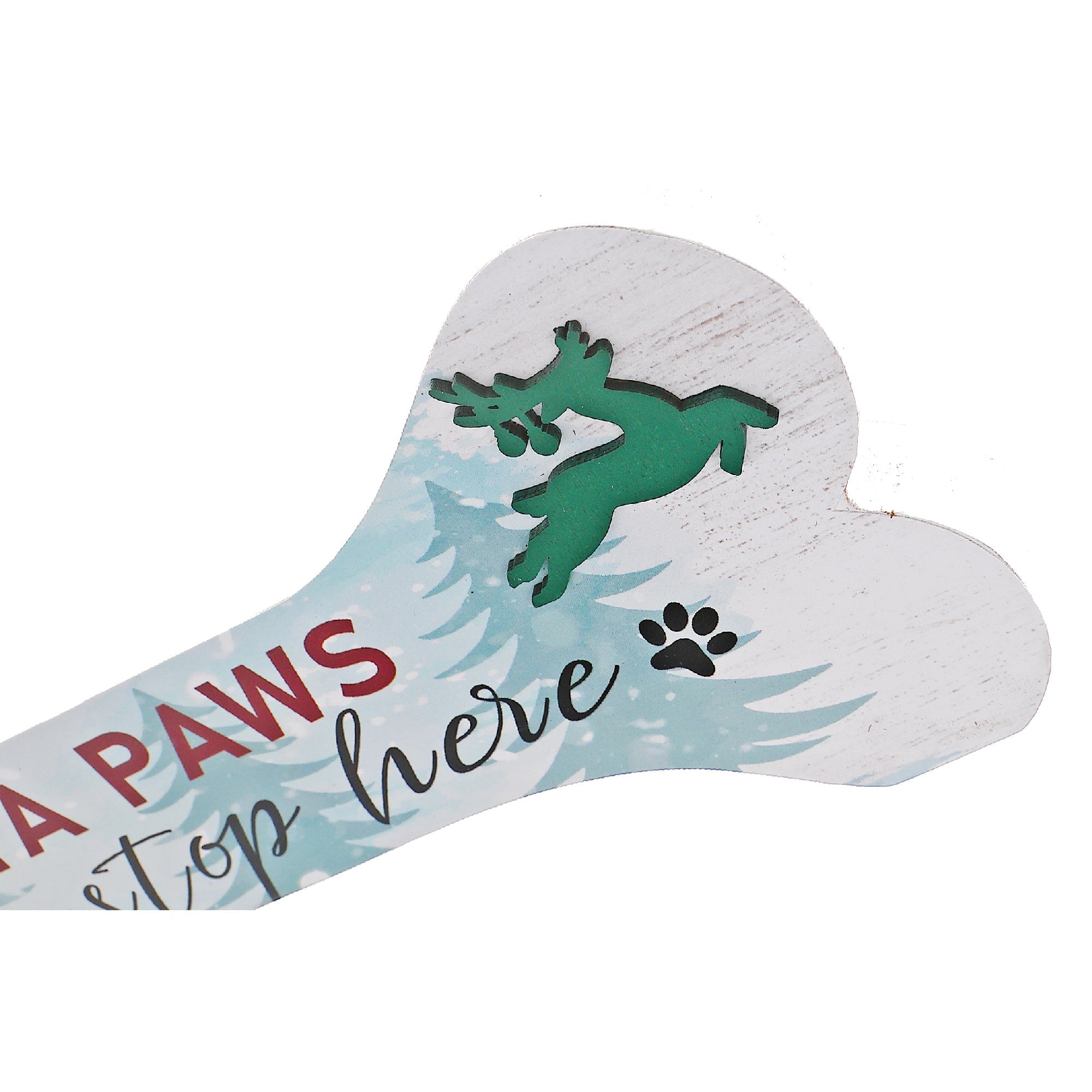 Christmas Bone Shape Holiday Paws Sign - Set of 2