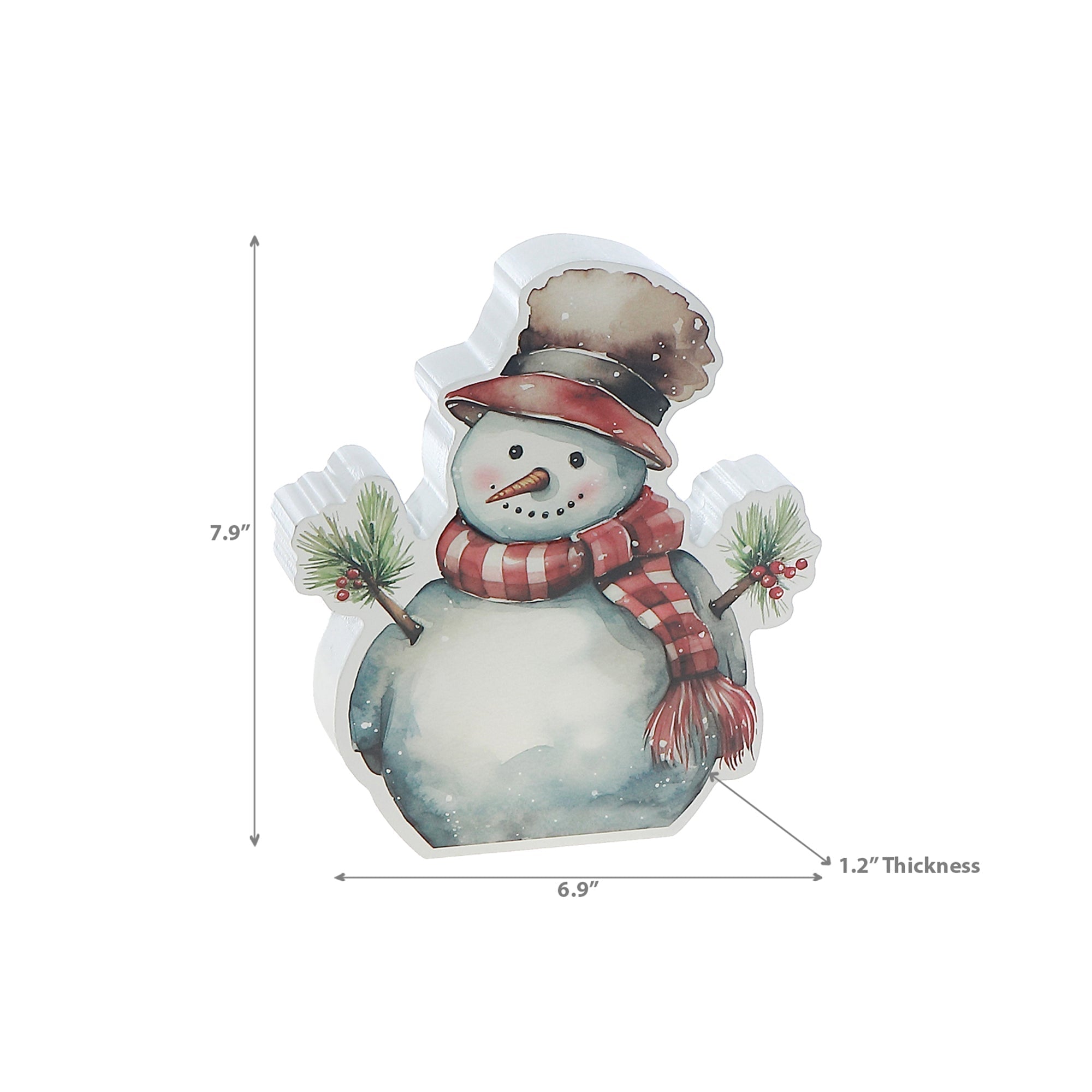 MDF Table Block Snowman – Christmas Tabletop Decoration, Holiday Accent, Festive Winter Decor