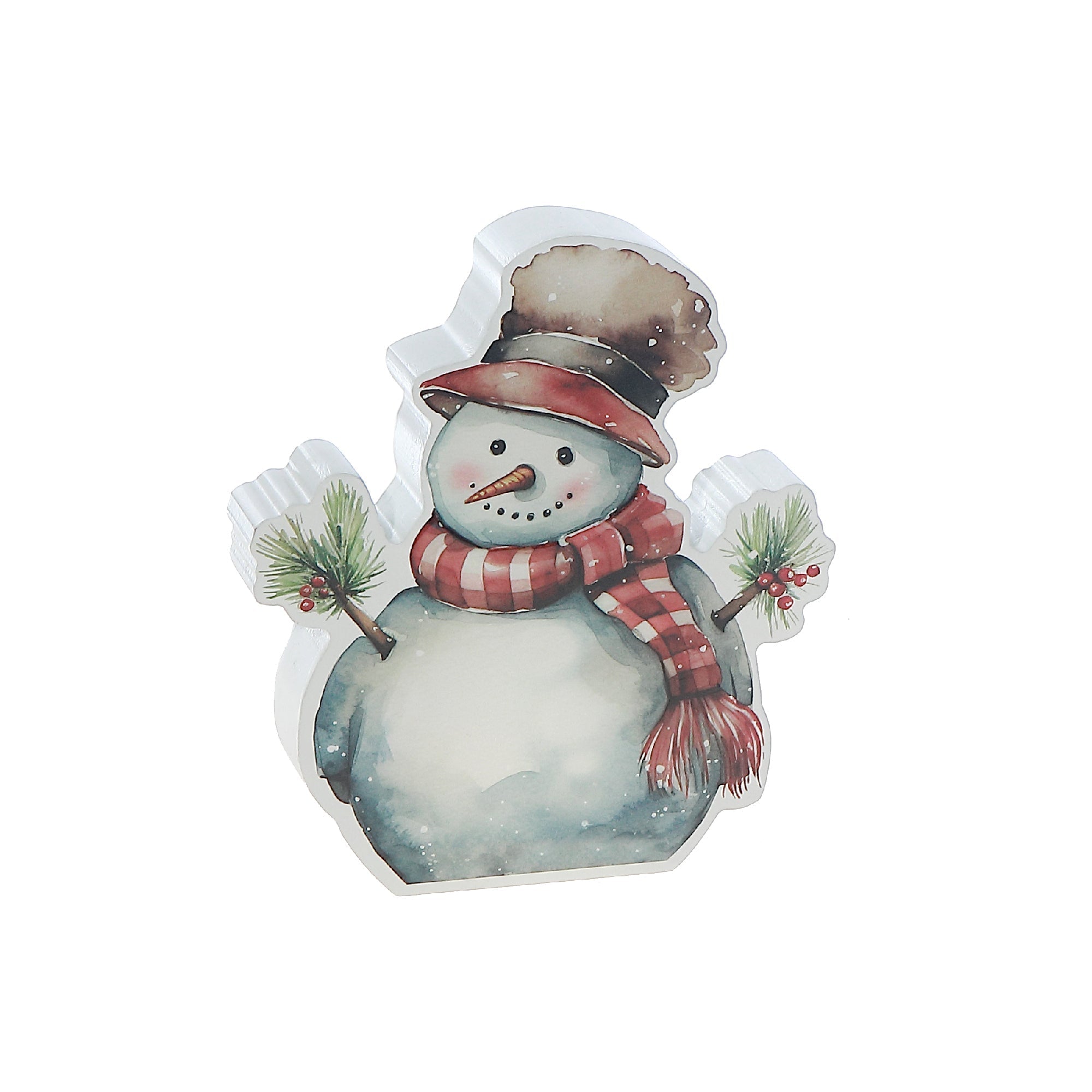 MDF Table Block Snowman – Christmas Tabletop Decoration, Holiday Accent, Festive Winter Decor