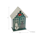 Led Wooden House With Snowman (Green) W/Timer