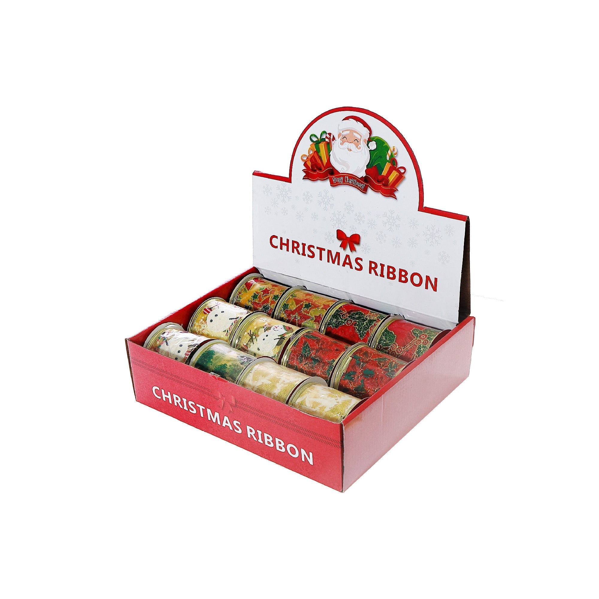 Assorted Ribbon 2.5 Inches by 3 Yards - Set of 12, Christmas Gift Wrap Ribbon, Holiday Ribbon, Festive Craft Supplies