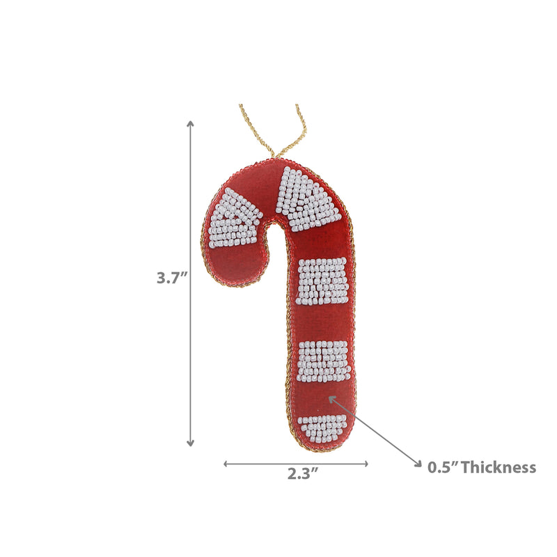 Handcrafted Candy Cane Hanging Ornament - Set of 2