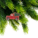 Handcrafted Red Truck With Tree Hanging Ornament - Set of 2
