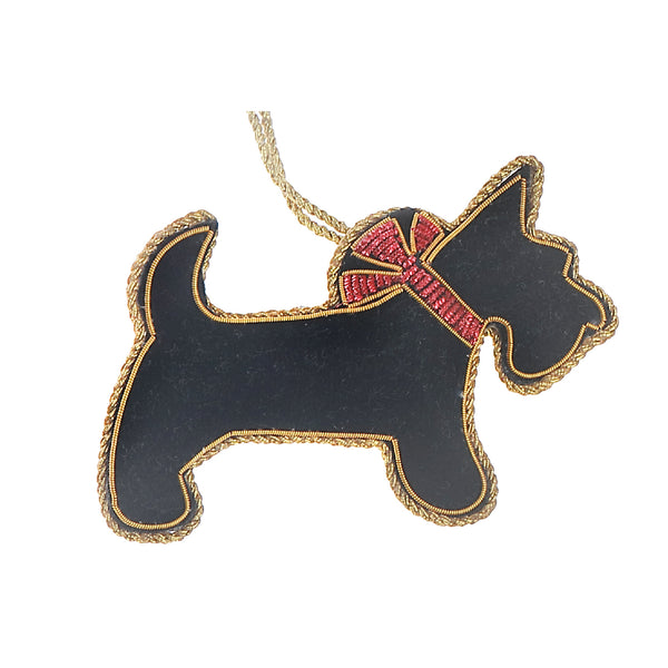 Handcrafted Scottish Terrier Dog Hanging Ornament - Set of 2
