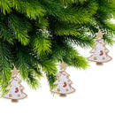 Handcrafted White Beaded Christmas Tree Hanging Ornament - Set of 2
