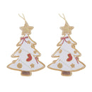 Handcrafted White Beaded Christmas Tree Hanging Ornament - Set of 2