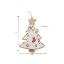 Handcrafted White Beaded Christmas Tree Hanging Ornament - Set of 2