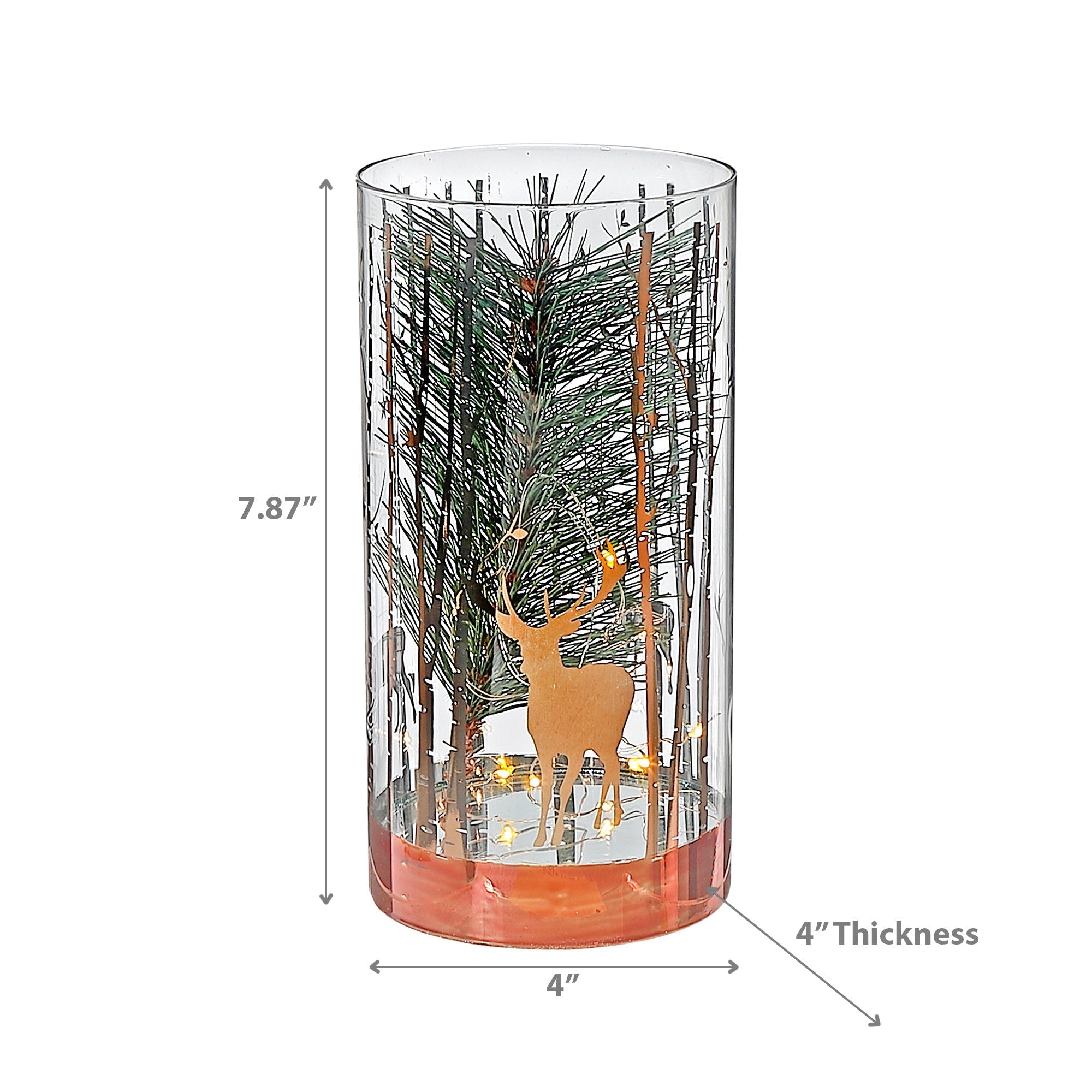 Large LED Cylinder Glass Pine Tree Decor – Rosegold Holiday Accent