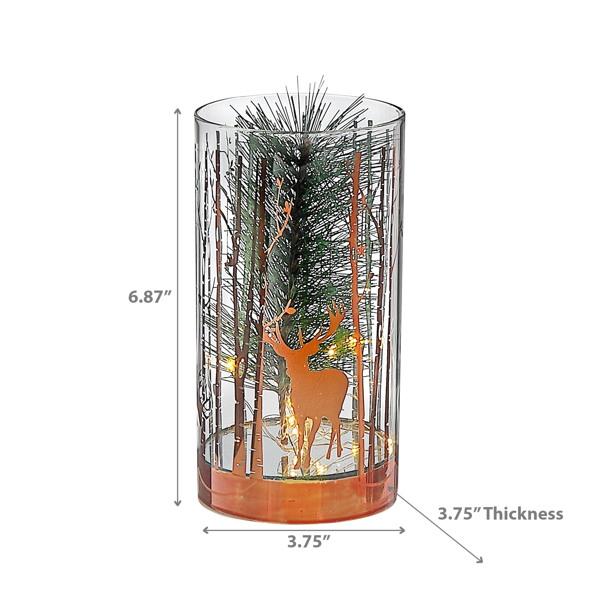 Medium LED Cylinder Glass Pine Tree Decor – Rosegold Holiday Accent