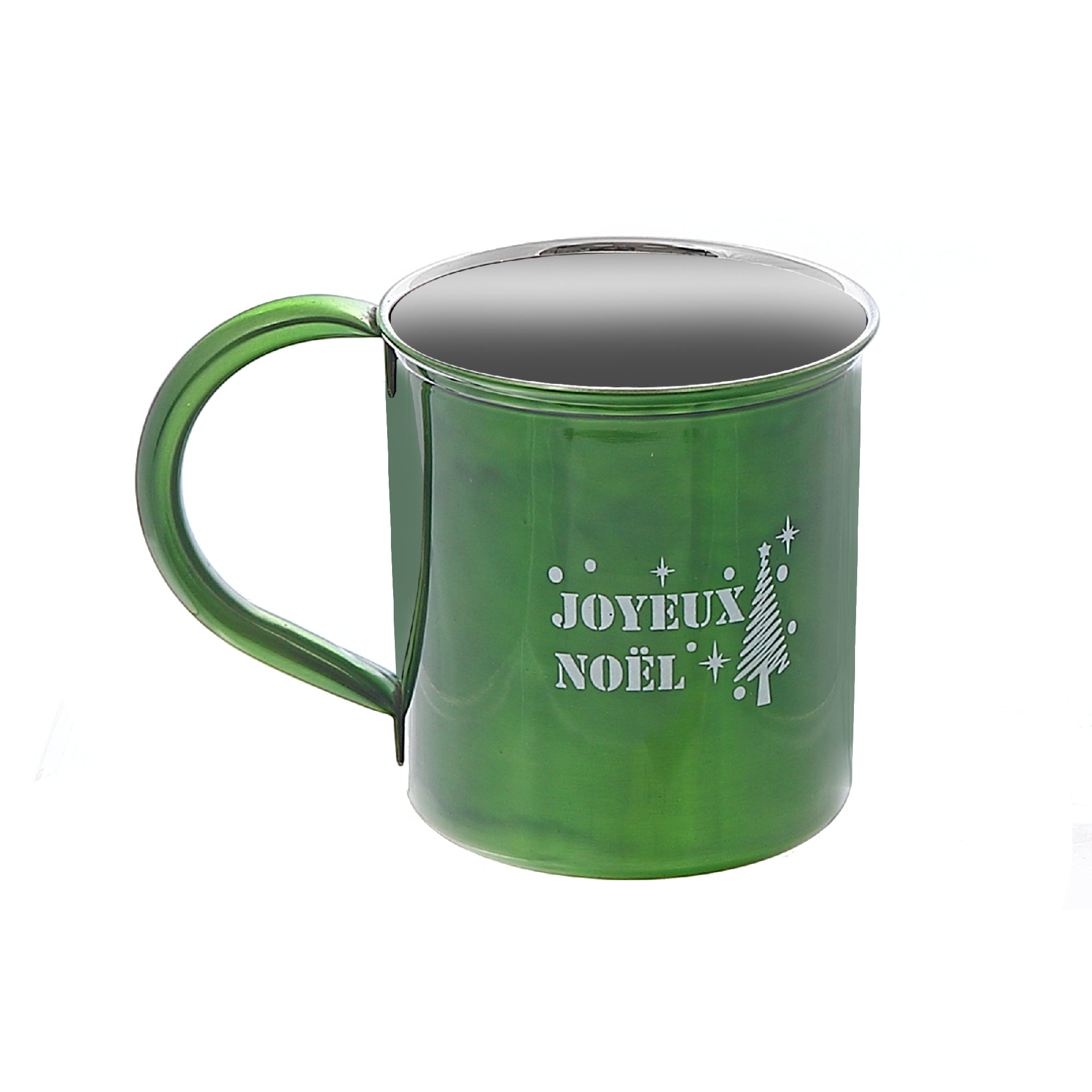Christmas Stainless Steel Mug Joyeux Noel Set Of 2, Holiday Drinkware, Festive Tableware