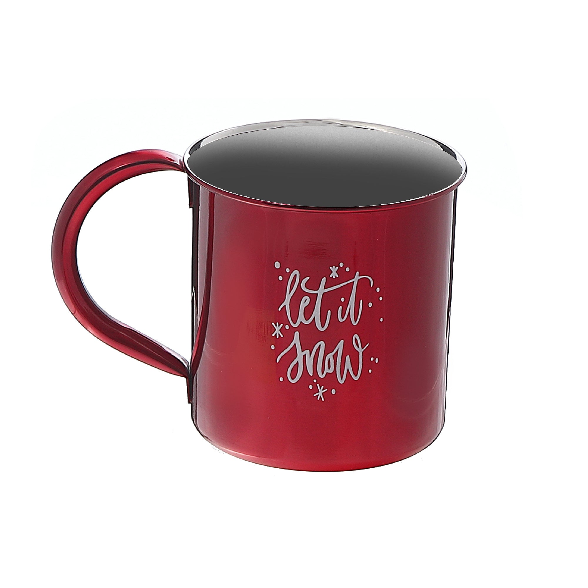 Christmas Stainless Steel Mug Let It Snow Set Of 2, Holiday Drinkware, Festive Tableware