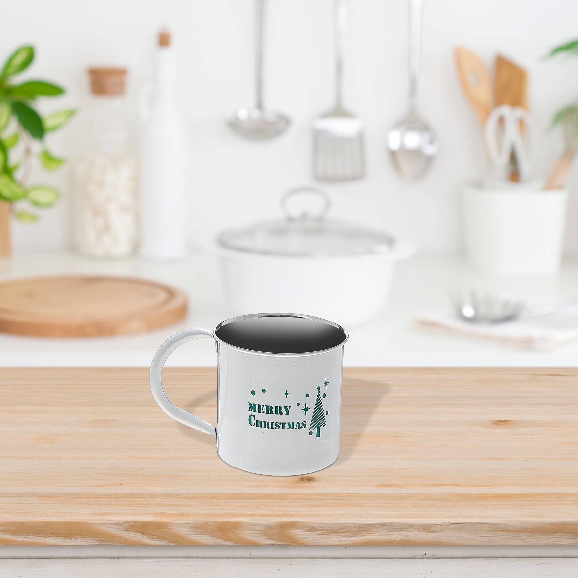 Christmas Stainless Steel Mug Merry Christmas Set Of 2, Holiday Drinkware, Festive Tableware