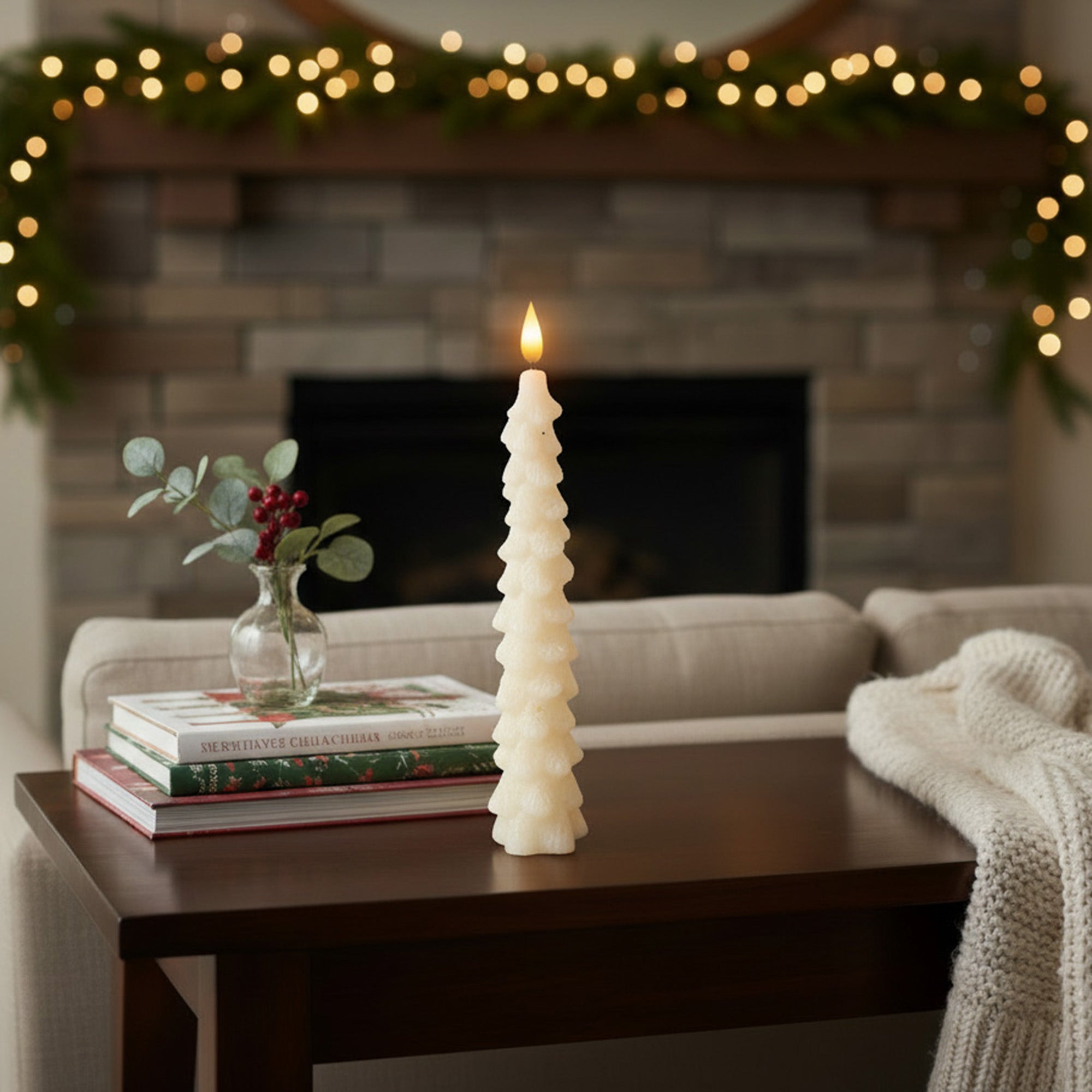 LED Wax Tapered Boxed Candle With Timer Cream 2 Piece, Holiday Decor