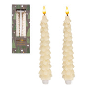 LED Wax Tapered Boxed Candle With Timer Cream 2 Piece, Holiday Decor