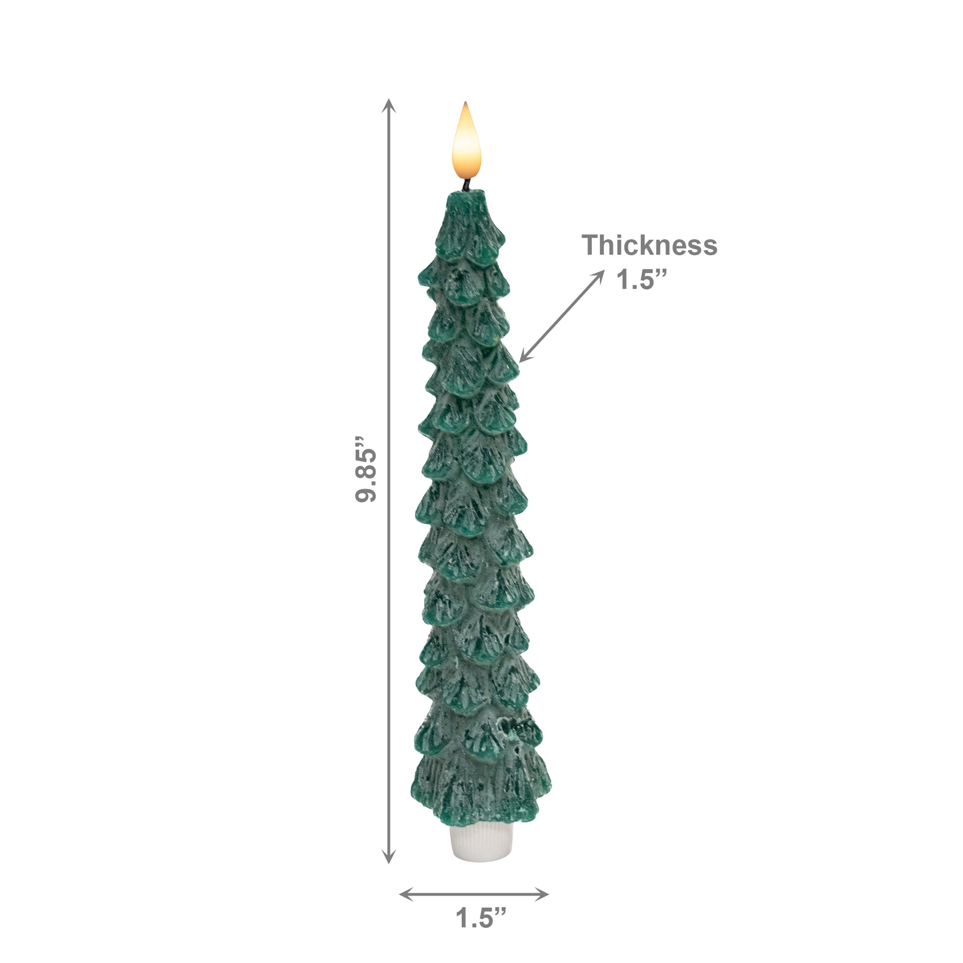 LED Wax Tapered Boxed Candle With Timer Dark Green 2 Piece, Holiday Decor
