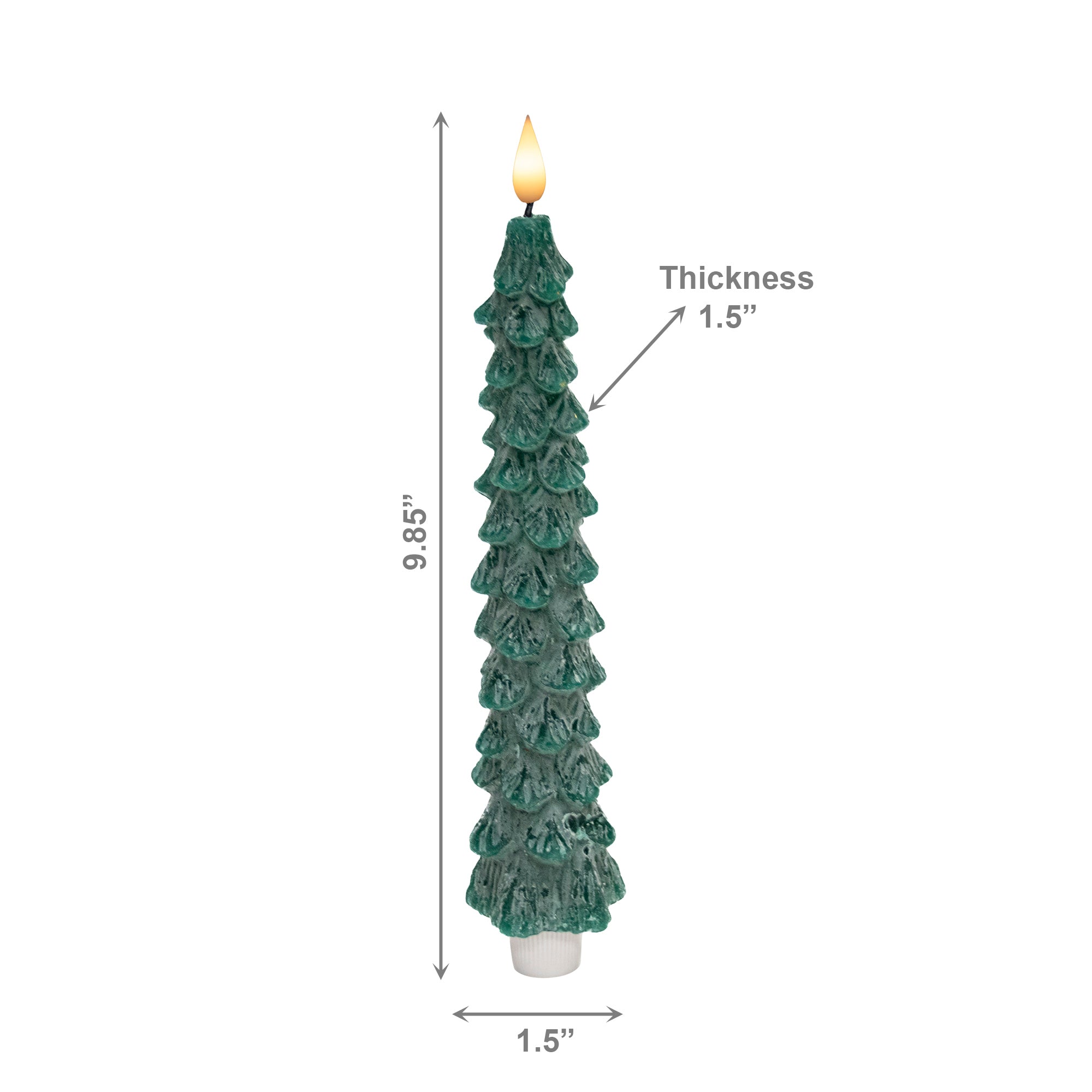 LED Wax Tapered Boxed Candle With Timer Dark Green 2 Piece, Holiday Decor