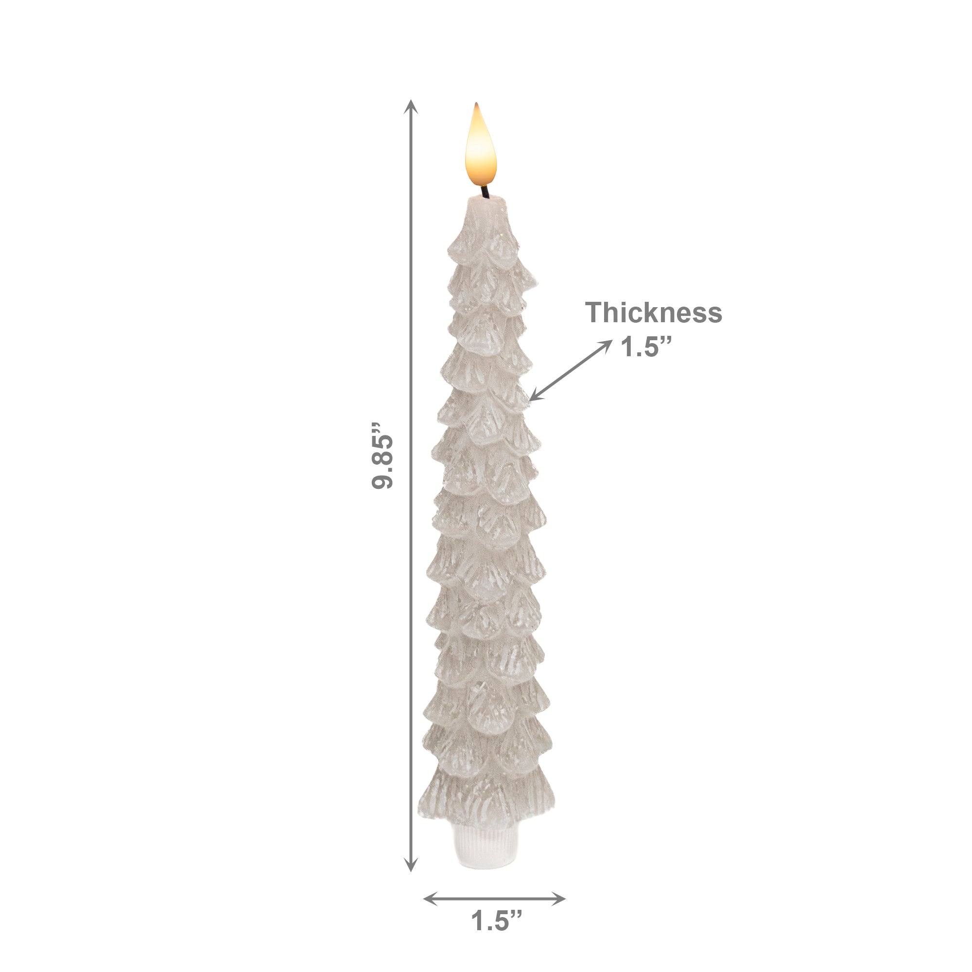 LED Wax Tapered Boxed Candle With Timer Grey 2 Piece, Holiday Decor