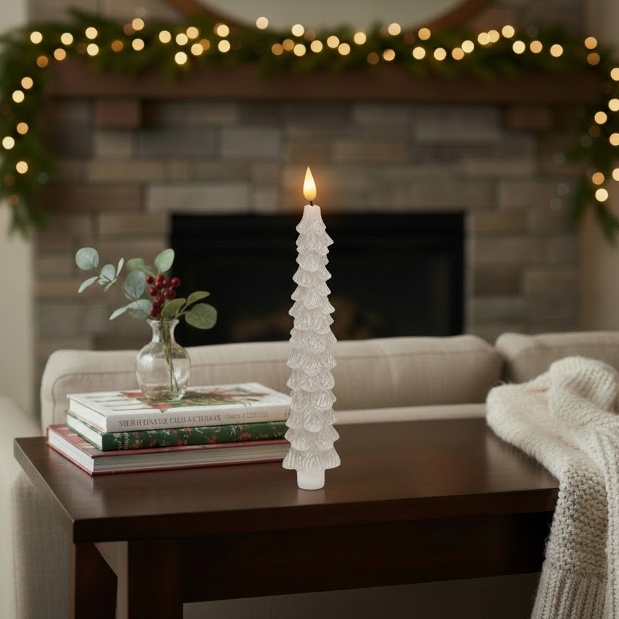 LED Wax Tapered Boxed Candle With Timer Grey 2 Piece, Holiday Decor