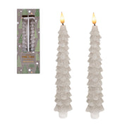 LED Wax Tapered Boxed Candle With Timer Grey 2 Piece, Holiday Decor