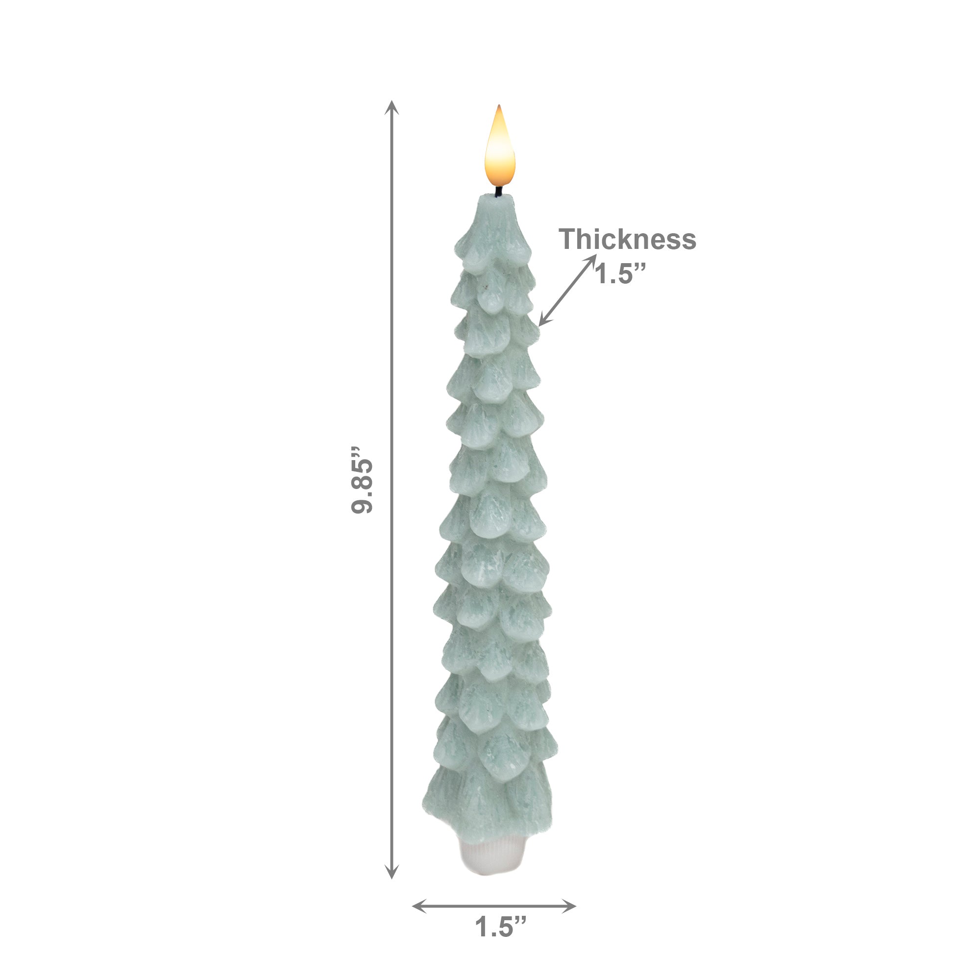LED Wax Tapered Boxed Candle With Timer Mint 2 Piece, Holiday Decor