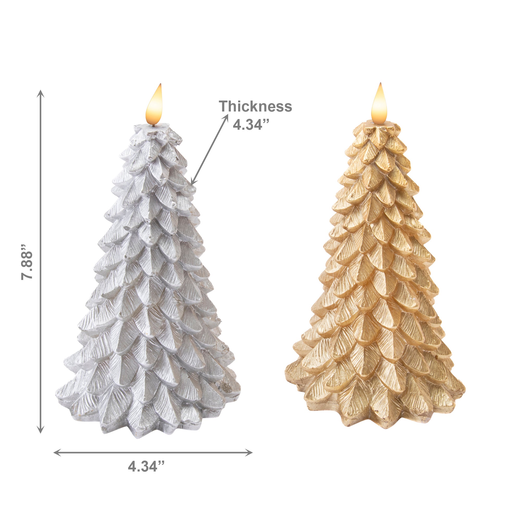 LED Wax Sparkle Tree Candle Large Assorted, Holiday Decor- Set of 2
