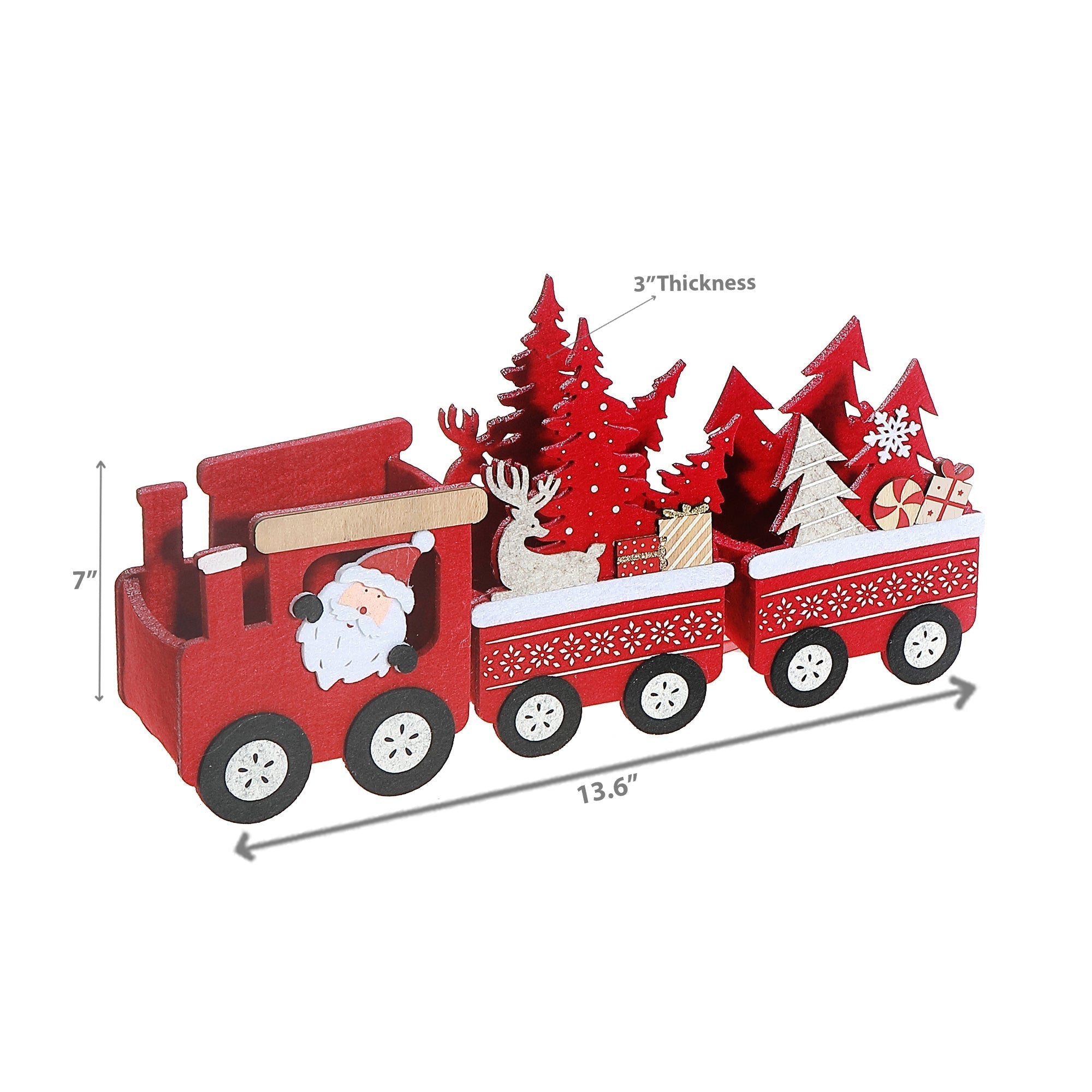 Red Felt Santa Express Train – Christmas Tabletop Decoration, Holiday Accent, Festive Winter Figurine
