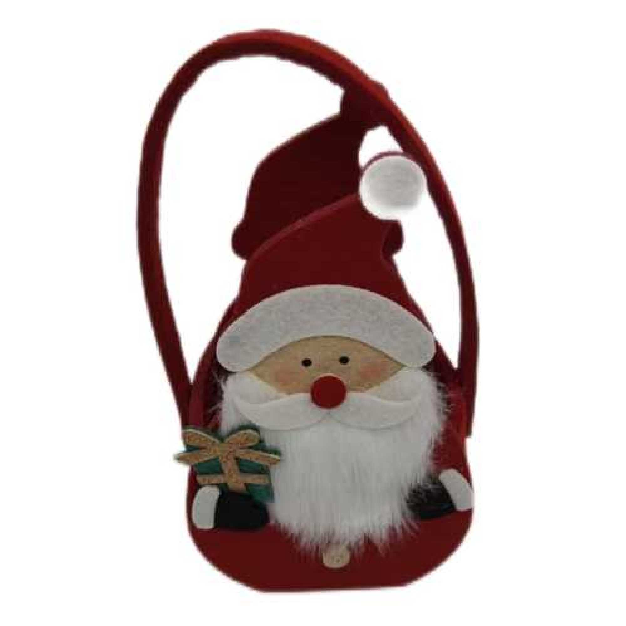 Felt Santa Basket 8" – Christmas Tabletop Decoration, Holiday Accent, Festive Winter Home Decor