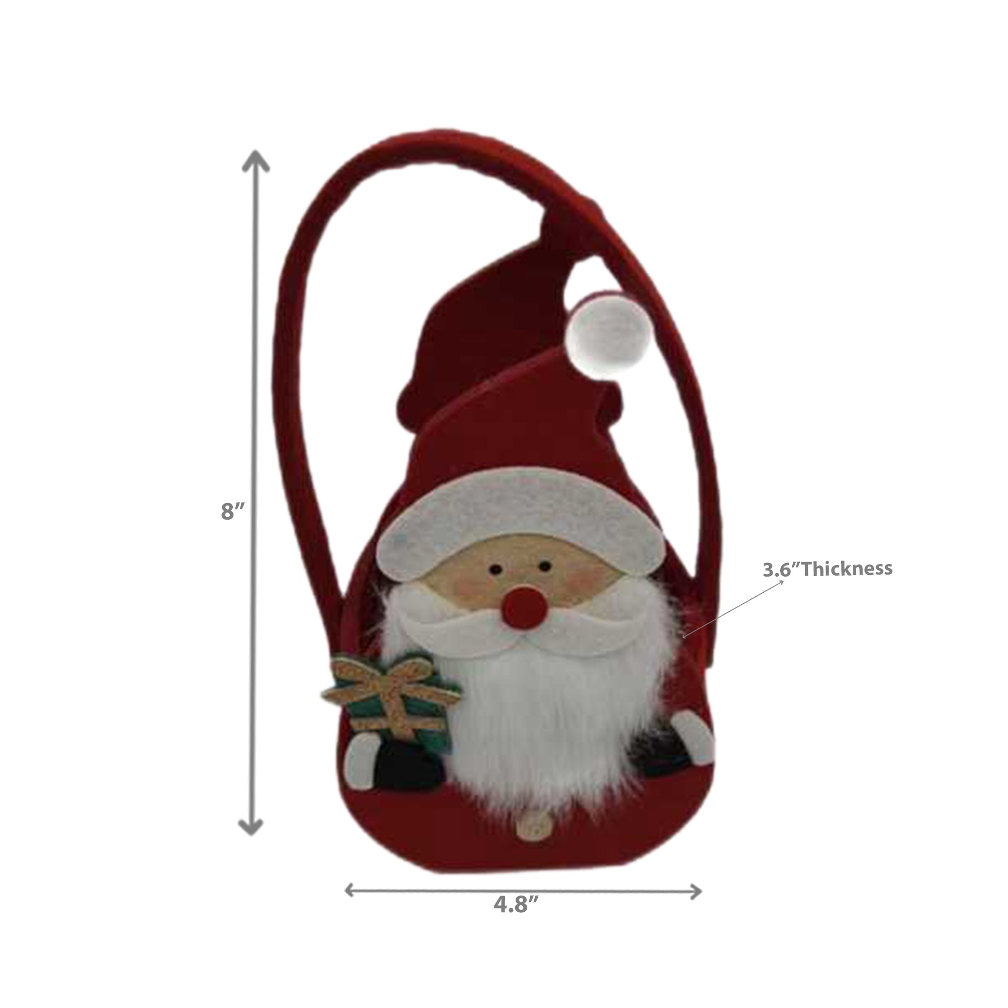 Felt Santa Basket 8" – Christmas Tabletop Decoration, Holiday Accent, Festive Winter Home Decor