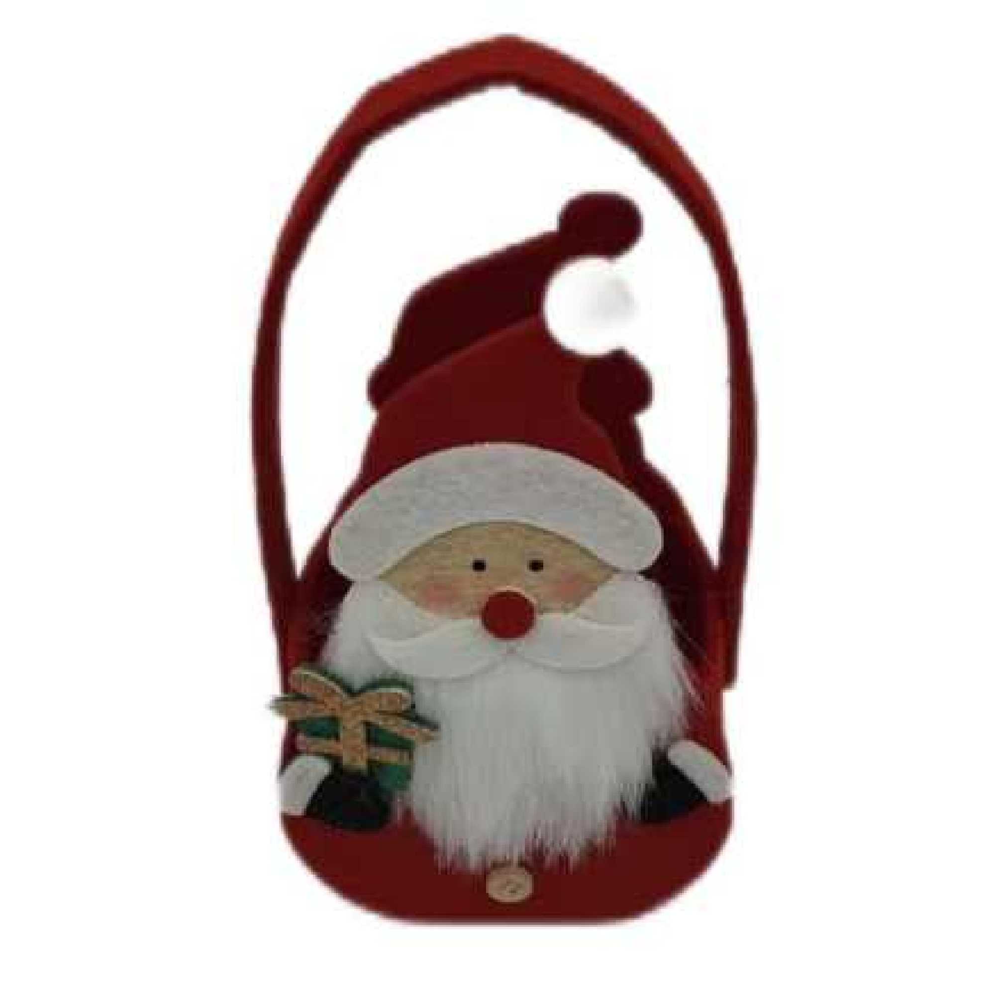 Felt Santa Basket Set of 6 6.4" – Christmas Tabletop Decoration, Holiday Accent, Festive Seasonal Home Decor