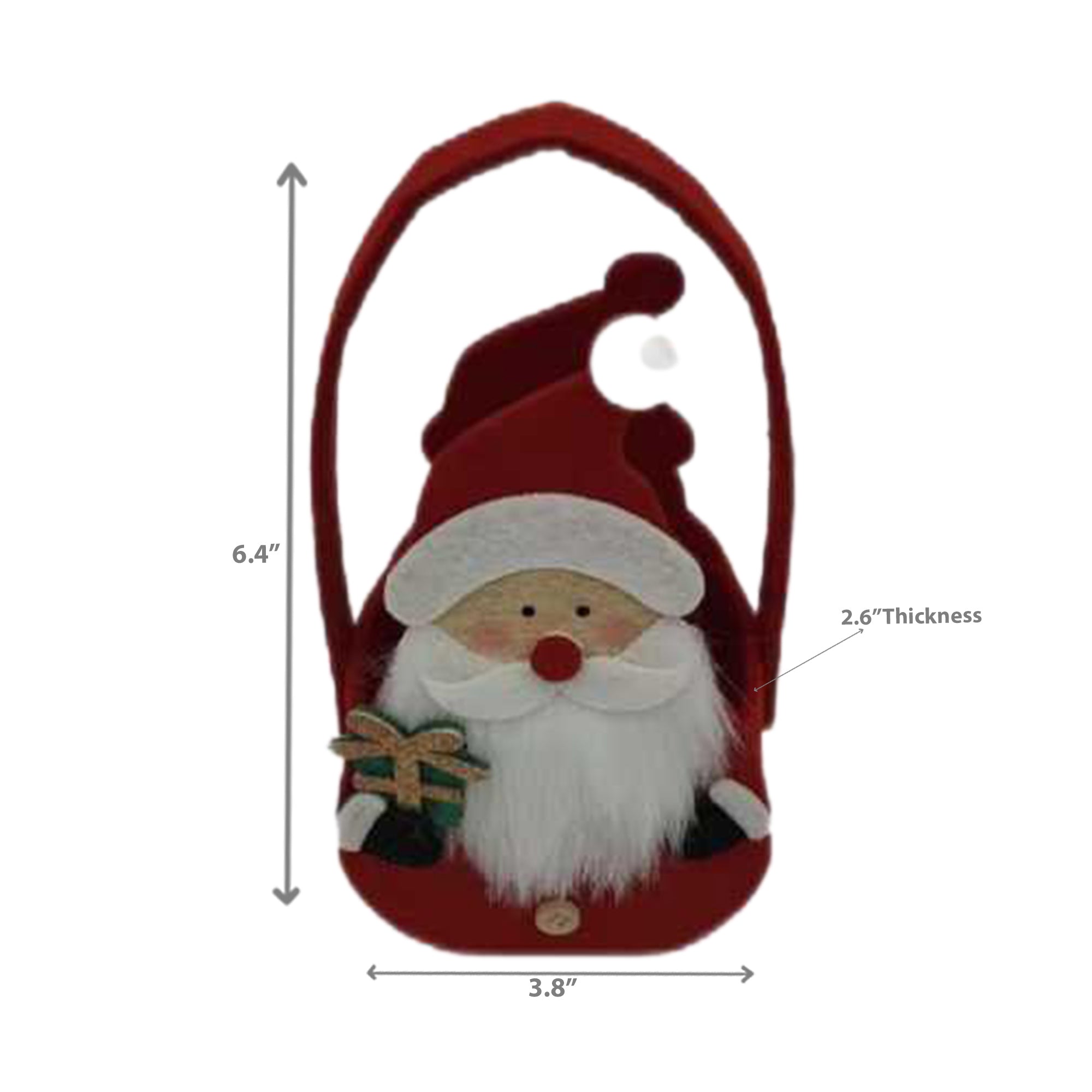 Felt Santa Basket Set of 6 6.4" – Christmas Tabletop Decoration, Holiday Accent, Festive Seasonal Home Decor