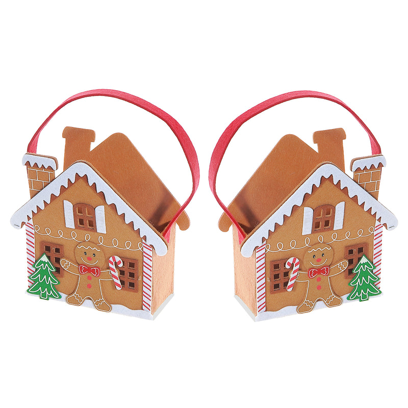 Felt Gingerbread House Basket (8") - Set of 2