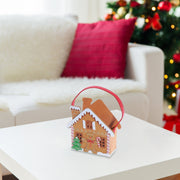 Felt Gingerbread House Basket Set of 2 5.8" – Christmas Tabletop Decoration, Holiday Accent, Festive Winter Home Decor