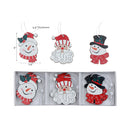 12Pk Wooden Snowman And Santa Ornaments (Asstd) - Set of 2