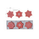 12Pk Red And White Wooden Snowflake Ornaments (Asstd) - Set of 2