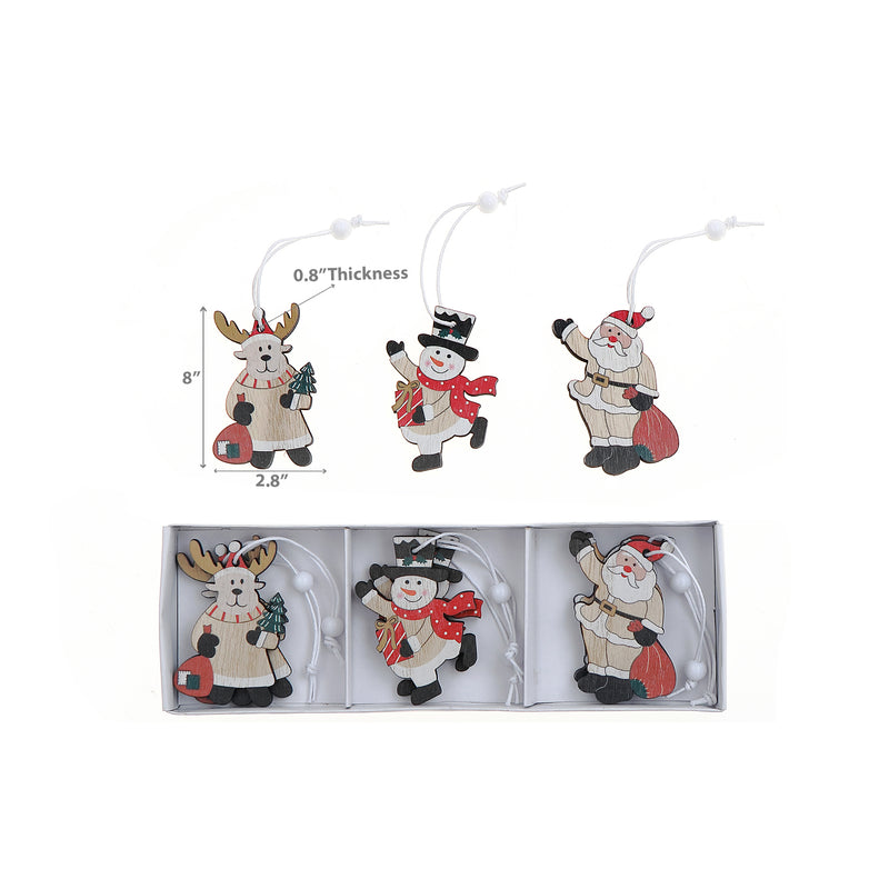 12Pk Wooden Christmas Ornaments (Asstd) - Set of 2