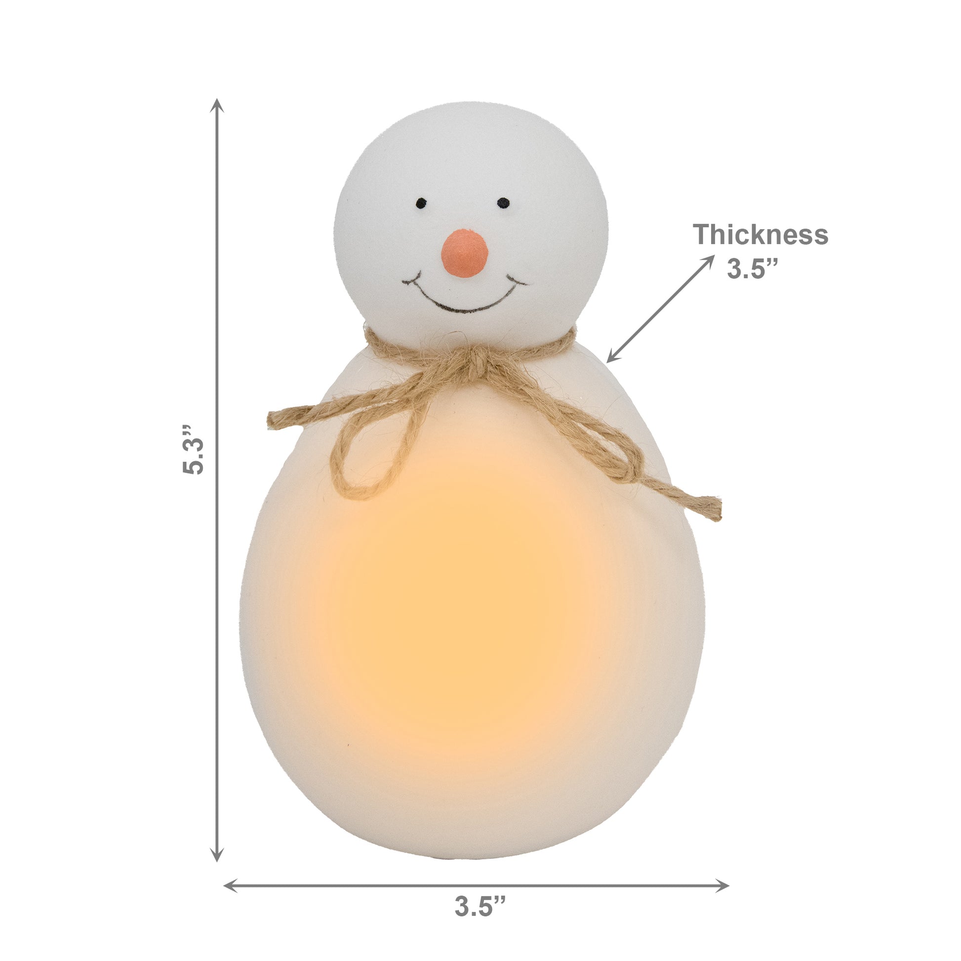 LED Porcelain Snowman Figurine with Twine, Christmas, Figurine, Holiday Decor