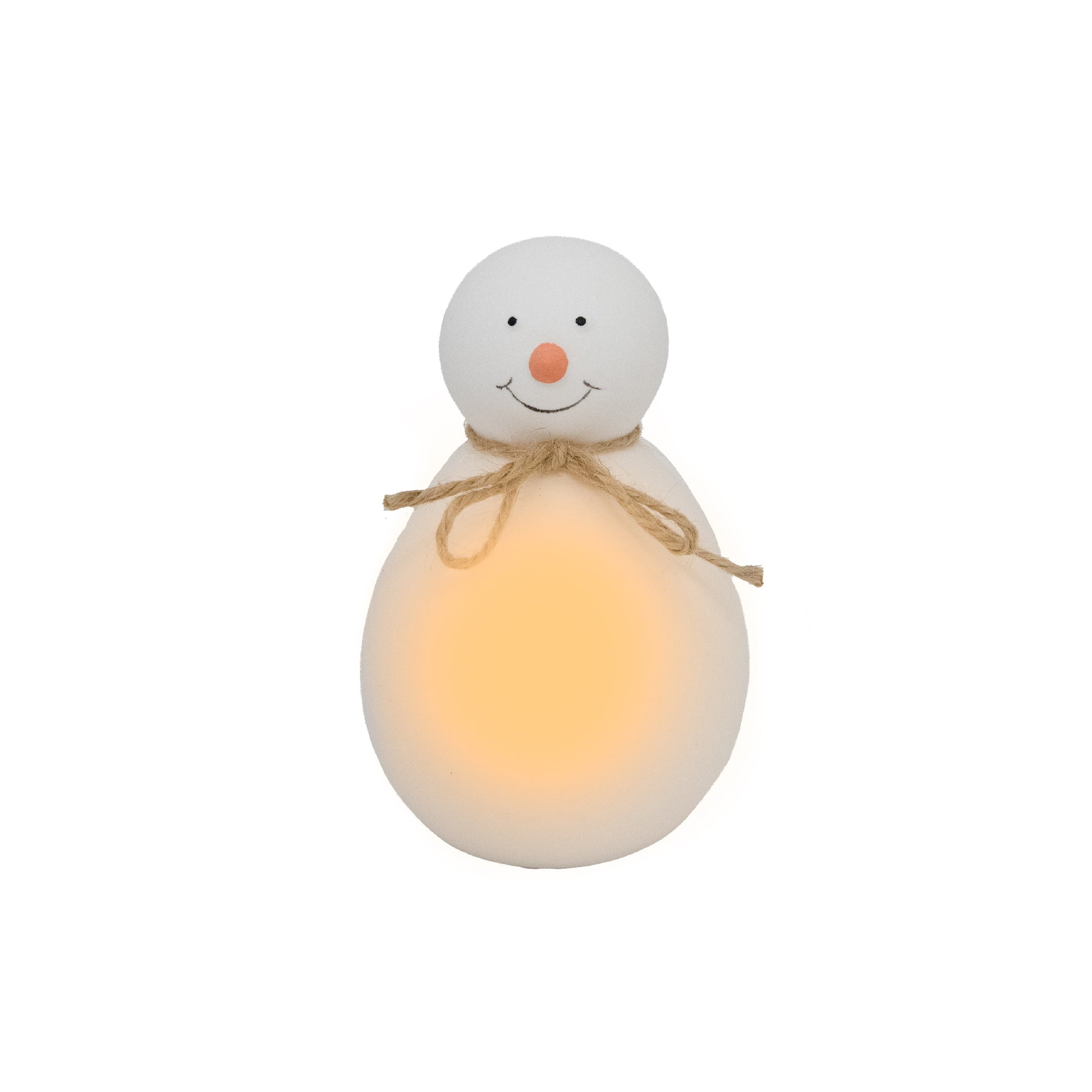 LED Porcelain Snowman Figurine with Twine, Christmas, Figurine, Holiday Decor